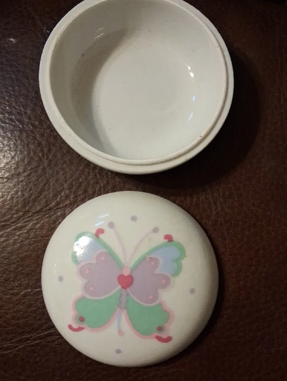 White Ceramic Butterfly Accent Candle Holder - Pastel Green & Purple